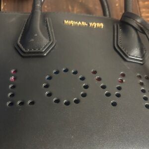 Michael Kors Black Leather Handbag with LOVE Cutout